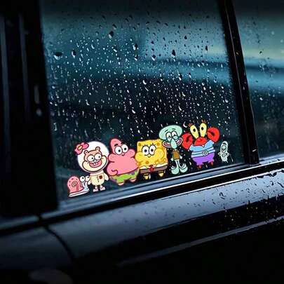 SpongeBob SquarePants SquarePants Family Car Stickers, Car Exterior Accessories, Car Decals, Graffiti Stickers, Motorcycle Bikers Stickers, Squidward Tentacles Car Window & Body Scratch Covers, Decorative Stickers, Motorcycle Accessories, Party Party Favors