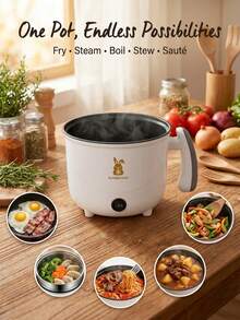SMEGGEMS Electric Mini Stove, Non-Stick Portable Pot, Fast Cooking, With Adjustable Power, Essential For Dorm Kitchen - White Single Layer - View 1