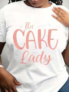 Elegante Camiseta Diaria para Mujer con Divertido Estampado "Cake Girl" - Camiseta unisex de manga corta con cuello redondo, suave y transpirable, diseño de pastel, top ligero para verano, ideal para atuendos de fiesta de cumpleaños y uso casual, lavable a máquina, corte regular, ropa divertida con temática de repostería, camiseta de moda chic. - Blanco - Ver 7