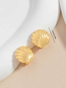 1 Pasang Anting Jepit Minimalis dari Logam, Tidak Perlu Tindik - Emas - View 2