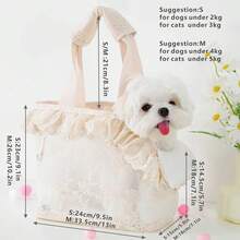 IUdog Fashionable Pet Carrier Bag, Portable Puppy/Kitten Tote Bag For Outdoor Use, Summer Breathable Pet Carrier Handbag, Shoulder Bag For Small Dogs, Lace Design - Beige - View 3