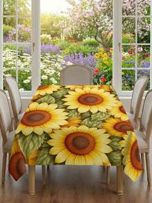 1/2pcs Tablecloth, Sunflower Pattern Polyester Tablecloth, Countryside Style Dining Table Decor, Suitable For Kitchen, Dining Room, Coffee Table, Picnic, Camping, Farmhouse Home Decor, Square Or Round Shape, Multi-Scenario Table Protection, Holiday Atmosphere Embellishment - Multicolor - View 15