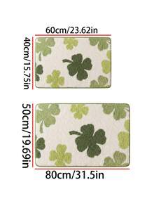 1 Piece Green Four-Leaf Clover Pattern Bathroom Floor Mat, Made Of Faux Cashmere Material With Anti-Slip And Water-Absorbent Properties. It Features A Soft And Comfortable Texture, Can Be Machine-Washed, And Is Suitable For Use In Bathrooms, Kitchens, Bedrooms, And Entrance Mats. A Perfect Home Decoration Piece, Suitable For All Seasons. - A - View 6