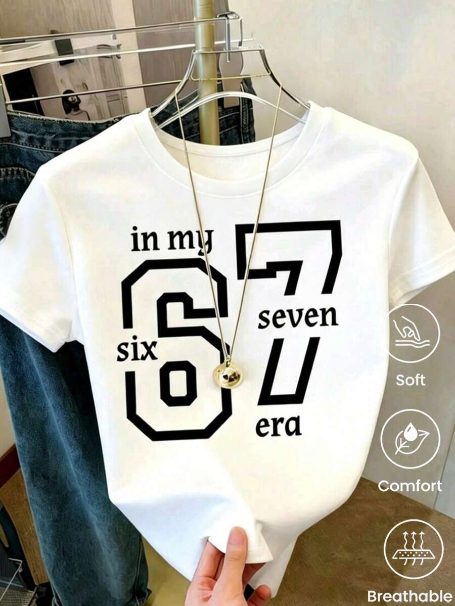180g Made In Mexico, Spring/Summer 2026 Fashion Short Sleeve T-Shirt, Cartoon Print, Couple Style, Underwear/Outerwear, Casual Round Neck For Office, Unisex One Piece Top - 白色 - 查看 1