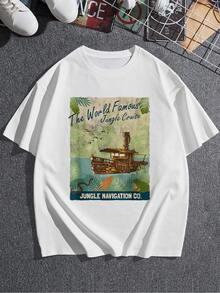 Graphic Inspired By An Adventurous River Journey Through The Jungle, Featuring A Classic Boat And Tropical Leaves That Evoke Exploration And Nature. Comfortable And Lightweight Women's T-Shirt, Ideal For Everyday Wear. - 白色 - 查看 3