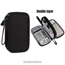 1pc New Travel Storage Bag, Waterproof Double-Layer Organizer Pouch For Cables, Chargers, Digital Accessories - Rectangle - View 10