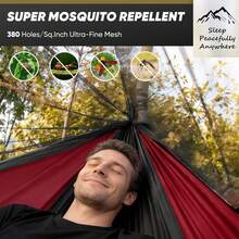 Camping Hammock With Mosquito Net - 黑紅 - 查看 3