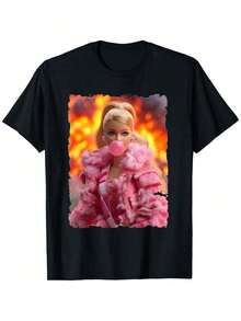 Retro GraphicFunny Disgusting Doll Face Meme Printed T-Shirt, Women's Printed T-Shirt 220g, 100% Cotton, Retro Street Women's Short-Sleeved T-Shirt, Round Neck Casual Women's Outdoor T-Shirt Short-Sleeved, Mother's Day, Pride Month, Halloween, Christmas, Daily Four Seasons Wear, Holiday Gifts,Camisetas populares de  para uso diario,Ropa de verano, ropa para niños y niñas,camisetas de apoyo para el Mundial,Camisetas del Mundial 2026,Camisetas estampadas,Camisetas estampadas, - Negro - Ver 6