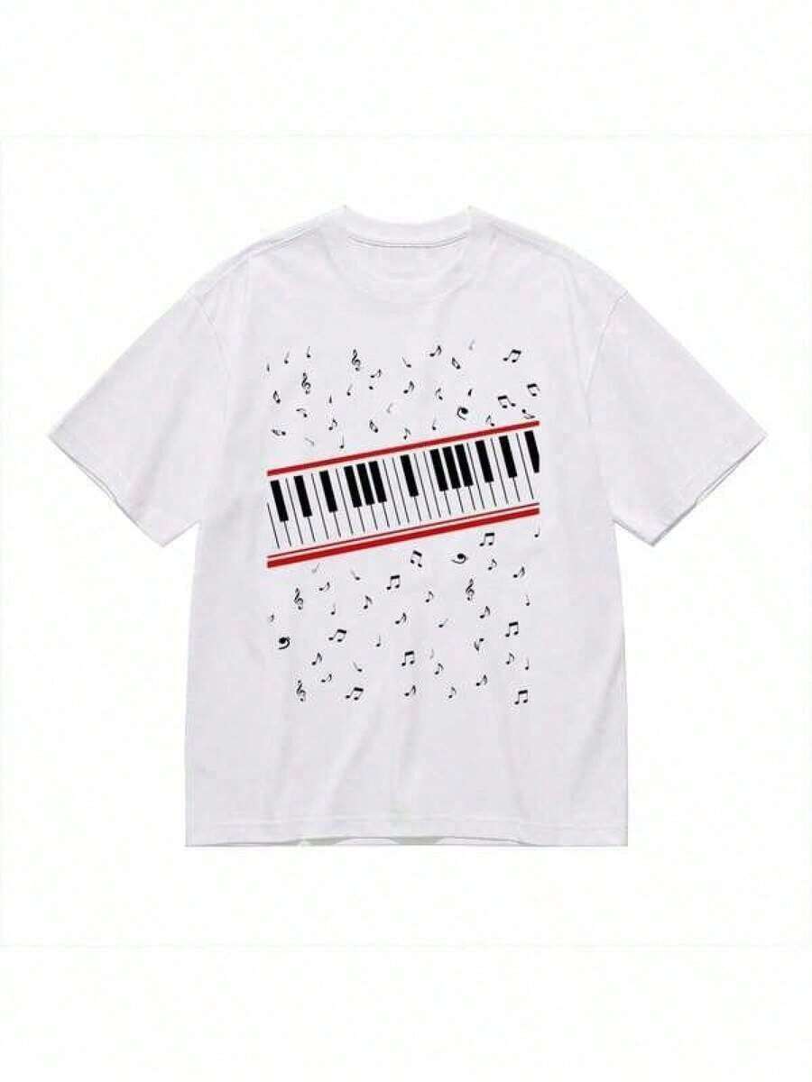 Camiseta de mujerStar Print TeeCamiseta de cuello redondo de algodón de alta elasticidad, Piano Beat It Michael J Mtv Video Retro Vintage Hipster Unisex, camiseta diaria versátil y duradera,Soft Cotton, Casual Daily Wear,Summer Style, Vacation & OutingsCómoda y ligera - Blanco - Ver 1