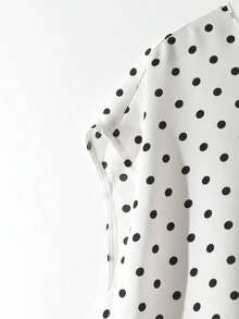 Camisa de mujer con diseño de cuello de corbata de lunares, primavera/verano - Blanco - Ver 5