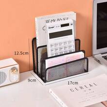 3-Tier Metal Wire Grid Desktop Organizer Rack | Vertical Divider Desktop File And Letter Organizer | Black Shelf For Holding Mail, Documents, Envelopes, Bills And Magazines | Compact Home Storage Rack - Multicolor - View 2