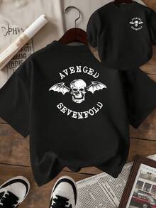 Calavera con alas simbolizando fuerza libertad y renacimiento en un contraste impactante que transmite actitud rebelde y estilo urbano moderno camiseta de mujer estampado doble casual elegante para diario - Negro - Ver 8