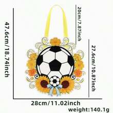 1pc/Football Wreath Color Printed Wooden Plaque, Soccer Logo Hanging Ornament, Fan Home Wall Decoration - Multicolor - View 2