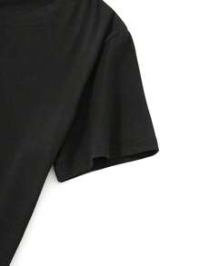 Camiseta de algodón vintage para mujer, talla grande, con estampado de café, de manga corta, estilo casual, con la impresión "El café me hace más amable", corte holgado, cuello redondo, para uso diario, tallas 0XL-5XL, tela de algodón suave y transpirable, camiseta con estampado de letras, ropa cómoda de talla grande. - Negro - Ver 4