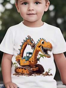 S-Umwon & S-Uper S-Quad Camiseta Casual Blanca para Niños, Camiseta Infantil con Dibujos Animados, S-Umwon Kids, S-Umwon Kids, Ropa de Verano para Niñas, Ropa de Verano para Adolescentes, Camisetas para Bebés para Mujeres, Conjunto de Pascua para Niño, Camiseta de Moda de Verano para Niños con Estampado de Excavadora de Dinosaurios de Manga Corta, Top Casual para Exteriores DX5016, Camiseta Blanca Linda y Elegante para Niños, Suave, Transpirable y Duradera, Perfecta para Uso Casual Diario al Aire Libre y Escolar, Regalos Personalizados, Regalos de Pascua para Niños, El Regalo Perfecto para Niños, Recuerdos de Fiesta para Niños, Regalo para Niños, Amigos y Familia. - Negro - Ver 1