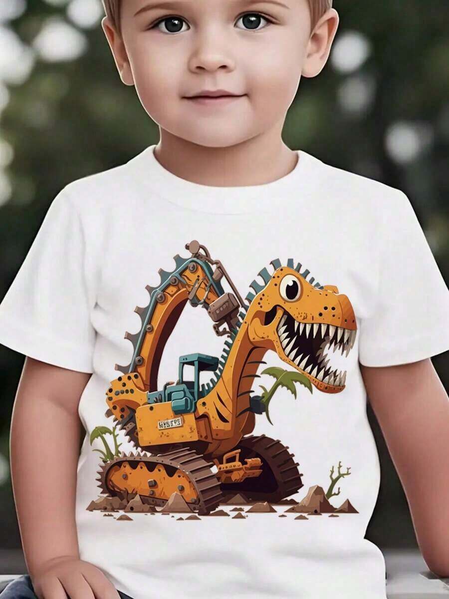 S-Umwon & S-Uper S-Quad Camiseta Casual Blanca para Niños, Camiseta Infantil con Dibujos Animados, S-Umwon Kids, S-Umwon Kids, Ropa de Verano para Niñas, Ropa de Verano para Adolescentes, Camisetas para Bebés para Mujeres, Conjunto de Pascua para Niño, Camiseta de Moda de Verano para Niños con Estampado de Excavadora de Dinosaurios de Manga Corta, Top Casual para Exteriores DX5016, Camiseta Blanca Linda y Elegante para Niños, Suave, Transpirable y Duradera, Perfecta para Uso Casual Diario al Aire Libre y Escolar, Regalos Personalizados, Regalos de Pascua para Niños, El Regalo Perfecto para Niños, Recuerdos de Fiesta para Niños, Regalo para Niños, Amigos y Familia. - Negro - Ver 1