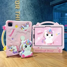 Lolla 1pc (No Pen) Foldable Unicorn Stand Holder Tablet Case Compatible With IPad 7/8/9, Air 5/4/3 9th Gen 10.2", Pro 11", Mini 5, Galaxy Tab A7/A8/A9 PLUS - Pink - View 6