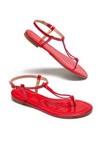 Trivaya Women Plain Simple Flat Sandals, Casual Daily Wear For Summer - Red - View 4