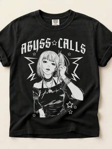 Unisex T-shirt tillverkad av ren bomull, mörk fantasy anime-tröja gotisk manga-stil (unisex) S-4XL), sommar-t-shirt, blus, bastoppar, toppar, skjorta, kreativ design, utomhuslek, cool stil, rolig design, perfekt för utomhuslek, kreativ design, utomhuslek, cool stil, rolig design, perfekt för utomhuslek - Svart - Visa 1