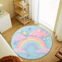1pc Cartoon City Road Round Carpet, Sweet Rainbow Round Carpet, Pink Heart Colorful Dot Modern Round Area Rug, Educational Game Mat, Letter Number Animal Fruit Shape Learning Decorative Round Rug, Modern Round Area Rug, Pattern, Carpet, Decorative Carpet, Bedroom Decor, Small Rug, Carpet, Home Decor - Multicolor - View 6