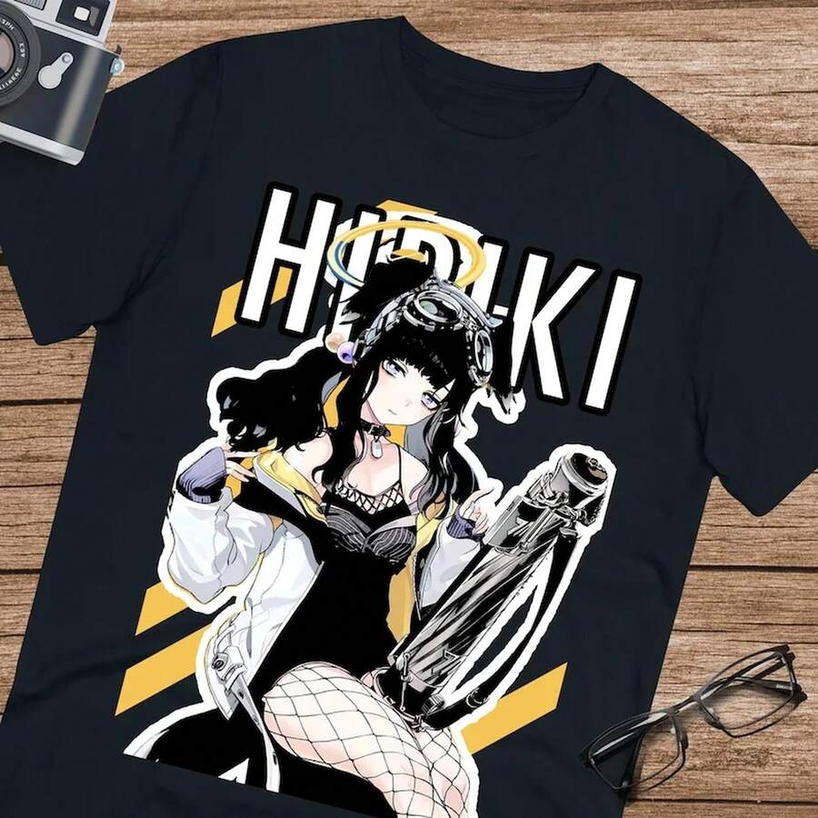 Camiseta Hibiki Blue Arch para fans de Nekozuka Hibiki Waifu. Camiseta de manga corta UniS1ex Ultra Cotton T1EE de 220 g, de algodón puro, para hombre y mujer. Tejido grueso, resistente a las arrugas y que no se deforma fácilmente. Estilo sencillo y versátil, ligero y transpirable, perfecto para ir al trabajo, viajar, acampar, ir de compras y para el tiempo libre diario. - Negro - Ver 1