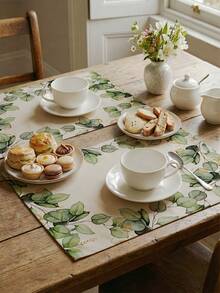 4 Pcs Eucalyptus And Gold Leaves Placemats Watercolor Botanical Style Placemats Heat Resistant Easy Clean Washable Decorative Placemats Suitable For Kitchen Home Indoor Outdoor Tabletop Coffee Bar Dining Table Tea Party - Green - View 4