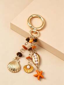 A Creative, Unisex Keychain Featuring A Blend Of Design Elements,Including Seashells, Starfish, Turquoise Accents, Seahorses, Octopuses - Multicolor - View 1