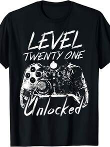 Divertido Regalo de Cumpleaños Número 21, Camiseta de Cumpleaños para 21 Años, Mismo Estilo para Hombres y Mujeres, Camiseta Estampada de Manga Corta para Verano 2026, 220G - Negro - Ver 1