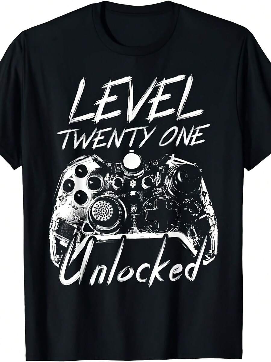 Divertido Regalo de Cumpleaños Número 21, Camiseta de Cumpleaños para 21 Años, Mismo Estilo para Hombres y Mujeres, Camiseta Estampada de Manga Corta para Verano 2026, 220G - Negro - Ver 1