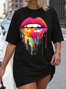 Plus Size Women's Round Neck T-Shirt With Butterfly Print And Slogans, Graphic T-Shirts For Women With Phrases Like "Faith MAKES ALL THINGS POSSIBLE", "Hope MAKES ALL THINGS WORK", "Love MAKES ALL THINGS EASILY" - 白色的 - 查看 5