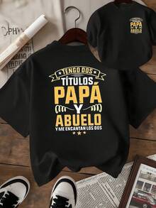 Texto con espíritu familiar que celebra el orgullo de ser padre y abuelo mostrando afecto doble con letras luminosas y mensaje positivo camiseta de mujer estampado doble casual cómoda para regalo - Negro - Ver 8