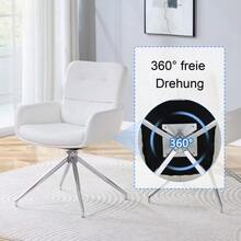 [2 Piece Set] European Lightweight Luxury Swivel Chair, 360° Sound Rotating, 2-Piece Set For Dining Rooms / Relaxation Areas. - Silver - View 6