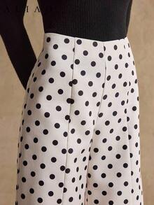 Pantalones anchos elegantes con lunares de Aliao, estilo otoñal, estilo de dinero antiguo, estilo de corte, modesto, casual de negocios, regreso a casa, bohemio, Año Nuevo - Multicolor - Ver 9