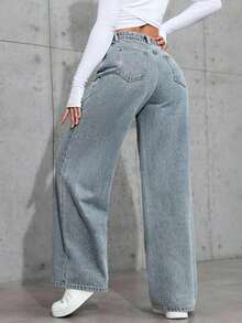 Jeans de pierna recta de color claro para adolescentes - Agua verde azul - Ver 2