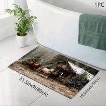 1pc Vintage Tree House Print Absorbent Mat/Dish Drying Mat - Polyester Absorbent Desktop Protective Mat With Rubber Anti-Slip Pad, For Kitchen Counter Decor, Home Bar And Dining Table - Multicolor - View 11