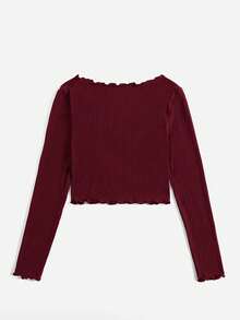 Camiseta De Punto De La Lechuga Con Botones Para Mujer - Burdeos - Ver 2