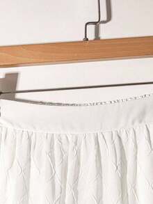 Falda plisada de línea A de gasa versátil y elegante para uso diario, de estilo de moda para mujer, verano - Blanco - Ver 4