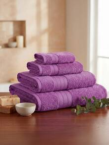 Home Elephant Set Of 4 Towels, Various Colors, Super Absorbent - Hot Pink - View 3