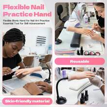 Practice Hand For Acrylic Nails, 2 Pack Flexible Bendable Nail Hand With Adjustable Stand, Nail Training Kit For Beginners &Amp; Nail Artists (Left And Right) - 白色 - 查看 6