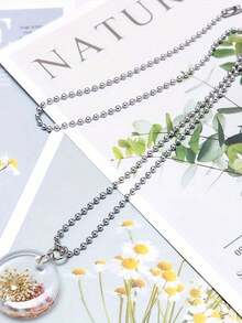 16.4ft Beaded Chain, Size 3, With 20 Connectors, Designed For Dog Tag Necklace, 2.4mm Beads, 5m Roll. 1m/Bag With 5 Clasps Available - Beaded Necklace - View 3
