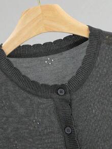 Cárdigan de punto ligero para mujer, de manga larga, informal y transpirable, para primavera/verano - Gris Oscuro - Ver 5