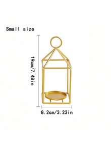 1pc Vintage Iron Lantern Shaped Home Decor Ornament, Creative Minimalist Candlestick Suitable For Living Room, Office, Bookshelf, Cabinet Tabletop, Also Suitable For Bedroom, Office Desk, Holiday Dinner, Valentine's Day, Easter, Wedding And Other Occasions - Multicolor - View 13