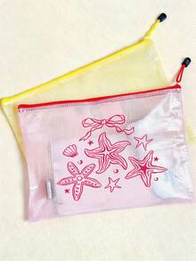 A4 Size Fashionable Waterproof PVC Beach Bag With Shell Pattern, Transparent Cosmetic Bag, Toiletry Bag, Nylon Zipper - Suitable For Swimming, Diving, Summer Vacation, Lightweight, Beach Essential, Travel/Back To School Essential, Vacation Companion - Multicolor - View 4