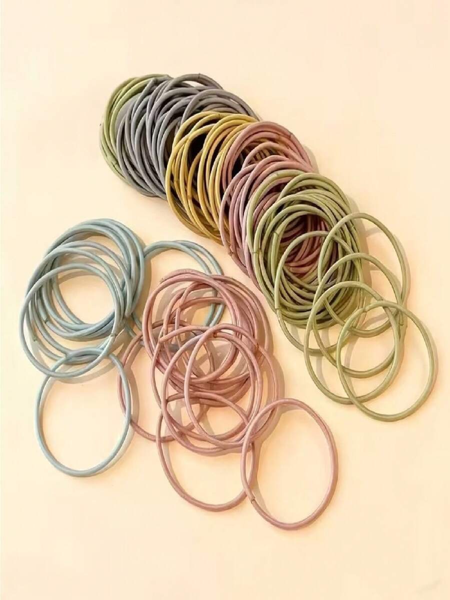 95 chiếc/gói Dây buộc tóc co giãn mỏng kiểu Hàn Quốc, dây buộc tóc có độ đàn hồi cao, thời trang và đa năng, bền chắc, đóng gói trong túi OPP. - màu đen - Xem 1