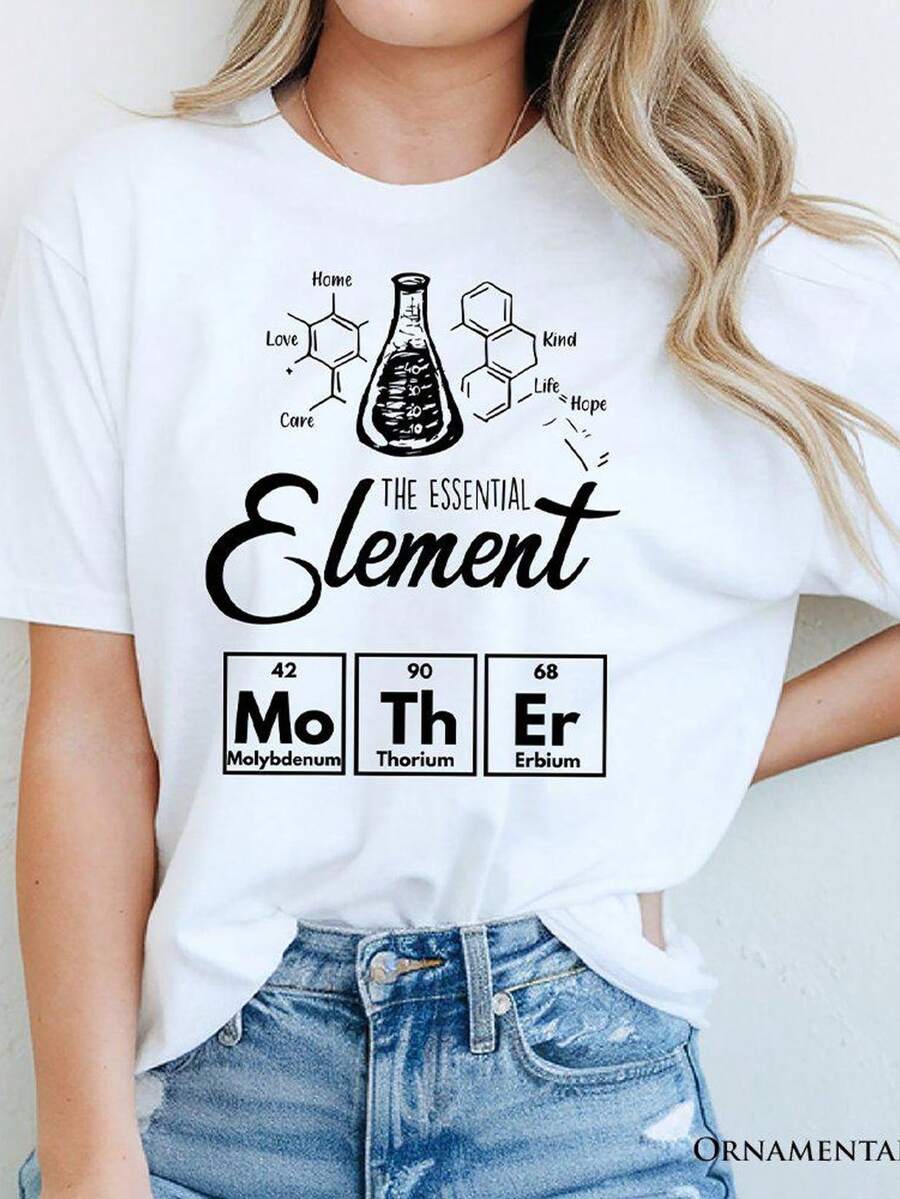 Camiseta Essential Element Mother, color blanco, ideal para mamás inteligentes y cariñosas. Camiseta unisex de algodón puro de 220 g, peso ideal para todas las estaciones, apta para hombres y mujeres. Tejido duradero de alta calidad, suave al tacto y de larga duración. Transpirable. Adecuada para primavera y verano, vacaciones, Día de la Madre y Día de la Independencia. - Blanco - Ver 1
