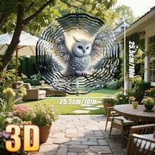 1pc 3D "Beauty Of Art Fusion Of Owl And Floral" 10in*10in With Rotating Hook, 360° DIY Creative Rotating Wind Chime Decor, No Battery Powered, Random Style (Pendant Not Included) - Multicolor - View 6
