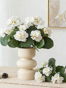5/1 Pc Artificial Geranium Silk Geranium,Artificial White Geraniums,Lifelike Geranium Shrub - Realistic White Flowers And Green Leaves, Outdoor UV Protection White Artificial Geranium Floral Cluster Fake Flower Plant Suitable For Potted Plants, Home Decor, Balcony, Vase, Tabletop. - White - View 7