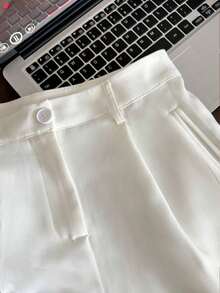 casuales blancos de talle alto y holgados para mujer, shorts anchos estilizadores - Blanco 2 - Ver 6