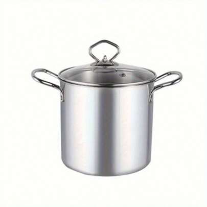 1Pack 3.5L Stainless Steel Deep Frying Pot With Basket & Clear Lid Multifunctional Fish Oil Fryer Pot