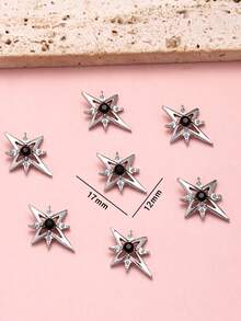 10 Peças Decorações de Arte de Unhas Estrela Oca com Strass Preto Vintage, Decoração de Metal DIY, Produtos de Manicure, Acessórios de Arte de Unhas, Suprimentos de Unhas, Joias de Unhas, Gemas de Unhas, Encantos de Unhas - Multicolorido - Visão 4